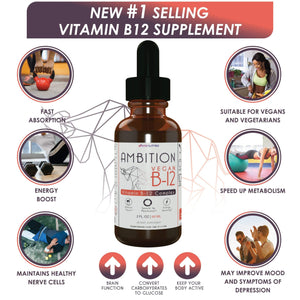 AMBITION B-12 Complex Sublingual Liquid Vitamin Drops - Viva Nutra