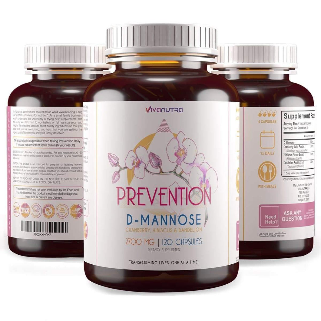 PREVENTION D Mannose And Cranberry Pills - Viva Nutra